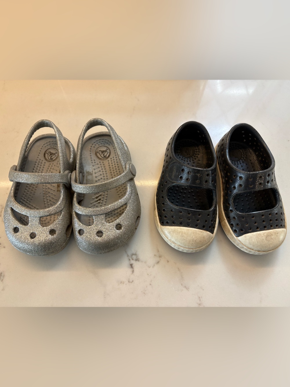 Baby Girl Native Mary Janes & Sparkly Mary Jane Crocs T4/C4